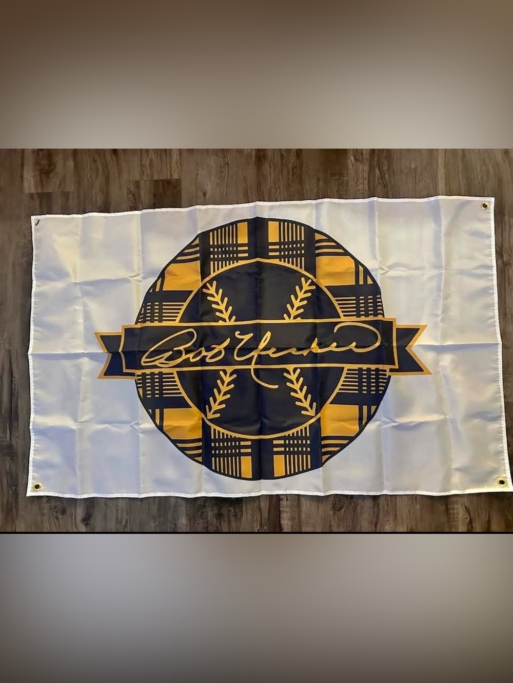 Bob Uecker Memorial Patch 5ft by 8ft Flag Banner Milwaukee Brewers